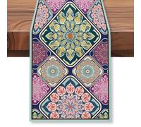 WADORN Boho Floral Table Runner, 13x72 Inch Retro Flower Decorative Table Runners for Party Wedding Vintage Country Rustic Farmhouse Kitchen Dining Table Decoration for Home Party Decor