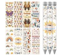 WADORN Boho Mental Health UV DTF Pen Wraps Transfer Sticker, 48 Sheets Inspirational Word Waterproof HD Print UV DTF Pen Adhesive Decals Personalized DIY Rub on Transfer Decals for DIY Pencil Crafts