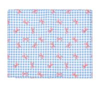 WADORN Bowknot Cotton Quilting Fabric by The Yard 39 in L x 63 in W Coquette Pink Bows Decorative Blue White Buffalo Plaid Sewing Fabrics for DIY Sewing Cloth Patchwork Craft Upholstery