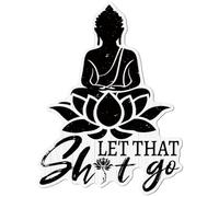 WADORN Buddha Lotus Metal Tin Sign, 14.5x11 Inch Funny Retro Floral Meditation Yoga Tin Sign Buddha Let That Shit Go Wall Art Poster Plaque Decor for Yoga Studio Living Room Bedroom Home Toilet