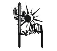 WADORN Cactus Metal Decorative Garden Stakes, Desert Saguaro Sunset Silhouette Metal Outdoor Statues Funny Garden Ornament Gifts Black Weatherproof Yard Art Decoration for Outdoor Backyard Patio Lawn