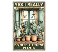 WADORN Cactus Metal Tin Sign, Yes I Really Do Need All These Plants Signs Retro Tin Sign Hanging Decor Cactus Plants Poster Metal Wall Plaque Decor for Restaurants Home Decor, 11.81x7.87 Inch