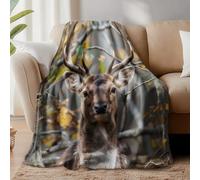 WADORN Camo Buck Deer Throw Blanket, Cozy Soft Forest Animals Throw Blanket Fuzzy Flannel Fleece Hunting Theme Blankets Plush Deer Lover Gifts for Office Living Room Sofa Bed Couch Chairs, 59x51 Inch
