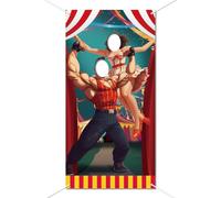 WADORN Carnival Circus Photo Door Banner Backdrop Decoration, Large Fabric Photo Background Props Carnival Face Photography Hanging Banner with Rope Circus Party Game Favor Supplies, 180x90cm