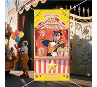 WADORN Carnival Ticket Booth Stand Theme Party Decorations Backdrop, 5.9x2.9Ft Carnival Popcorn Sign Banner Backdrops Circus Themed Photography Background for Birthday Party Decors Supplies