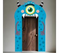 WADORN Cartoon Monster Door Banner Decorations, 9.5x5.9Ft Halloween Little Monsters Birthday Banners Porch Sign Photo Cute Cartoon Theme Hanging Photography Background Backdrops for Party Decors