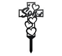WADORN Cemetery Memorial Cross Stake, Son Memorial Plaque Stake Metal Cross Yard Grave Markers for Son Weatherproof Cemetery Sympathy Gravesite Gifts Decorations for Garden Yard Outdoor Birthday