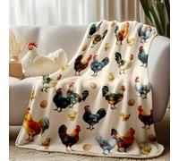 WADORN Chicken Printed Blanket, 130x150cm Cozy Funny Flannel Plush Farmhouse Rooster Throw Blanket for Bed Chair Couch Colorful Rooster Blankets Soft Chicken Animal Blanket Gifts for Home Office Car