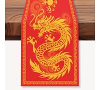 WADORN Chinese Dragon Printed Table Runner, 13x72 Inch Zodiac Dragon Kitchen Dining Table Decoration Chinese New Year Red Table Cover for Spring Festival Party Supplies Home Indoor Outdoor Decor