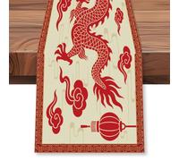 WADORN Chinese Dragon Table Runner, 13x72 Inch Red Zodiac Dragon Kitchen Dining Table Decoration Asian Traditional Chinese Style Table Runners for Spring Festival Winter Party Happy New Year Supplies