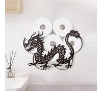 WADORN Chinese Dragon Toilet Tissue Roll Holder, Metal Chinese Animal Wall Mounted Toilet Paper Storage for Extra 8 Rolls Funny Animal Toilet Paper Organizer Toilet Paper Roll Holder for Bathroom