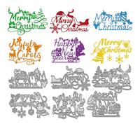 WADORN Christmas Blessing Words Metal Cutting Dies, Merry Christmas Embossing Stencil Die Cuts Joyful Carols Happy New Year Stencil Template Tool for DIY Scrapbooking Paper Card Album Craft Decor