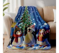 WADORN Christmas Penguin Throw Blanket, Christmas Tree Penguins Cozy Throw Blankets Fuzzy Soft Flannel Fleece Blanket for Office Home Bedroom Living Room Sofa Couch Chair Xmas Winter, 51x59 Inch