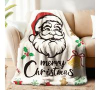 WADORN Christmas Throw Blanket, Funny Merry Christmas Cozy Throw Blanket Fuzzy Soft Flannel Fleece Decorative Santa Claus Gifts for Office Living Room Sofa Bed Couch Chair Xmas Holiday, 51x59 Inch