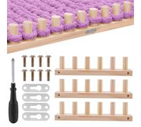 WADORN Chunky Blanket Loom Knitting Kit, 3-in-1 Adjustable Wooden Knitting Loom Frame Chunky Yarn Loom with Non-Slip Pads Friendly Yarn Craft for Blanket Crochet Loom for Beginners, 12-36Inch