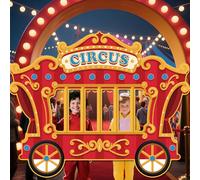 WADORN Circus Party Theme Decorations Backdrop, 4.8x5.9Ft Circus Carriage Shape Banner Backdrops Carnival Themed Photography Background for Birthday Party Home Decors Supplies