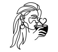 WADORN Coffee Metal Wall Art Decor, Minimalist Woman Drinking Coffee Wall Art Hanging Decor Signs for Coffee Bar Woman Coffee Wall Sculpture Statues Decor for Home, 11.02x13.77 Inch, Coffee