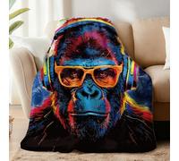 WADORN Cool Gorilla Throw Blanket, Cozy Soft Earth Game Gorilla Throw Blanket Fuzzy 500GSM Flannel Fleece Blankets Plush Funny Monkey Lover Gifts for Office Living Room Sofa Bed Couch Chairs, 59x51“