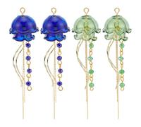 WADORN Crystal Glass Jellyfish Earrings Coastal Jewelry Long Dangle Drop Hanging Charms for Women Beach Mermaid Party Tropical Vacation Decoration, 90x24mm, Brass, No Gemstone