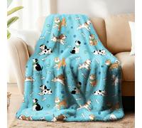 WADORN Cute Dog Throw Blanket, Cozy Soft Cartoon Puppy Throw Blanket Fuzzy Flannel Fleece Dogs Bone Blankets Plush Pets Animals Lover Gifts for Office Living Room Sofa Bed Couch Chairs, 59x51 Inch