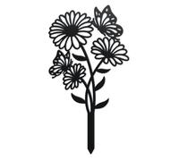 WADORN Daisy Butterfly Decorative Silhouette Garden Stakes, Metal Flower Butterfly Stakes Statues Ornaments Lovers Gifts Yard Art Black Silhouette Yard Outside Decor for Backyard Patio, 7.1x13.4 Inch