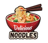 WADORN Delicious Noodles Metal Tin Sign, Shrimp Noodle Home Kitchen Wall Decor Poster Retro Seafood Noodle Poster Hanging Wall Signs Decoration for Cafe Bars Pubs Shop, 10.6x10.3 Inch