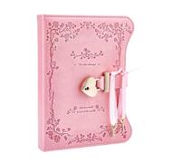 WADORN Diary with Heart Lock & Keys, Pink Square PU Leather Journal Notebook Lockable Notebooks for Writer Women Mothday Secret Thoughts Memories Gift of Valentine's Day Birthday