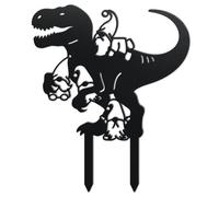 WADORN Dinosaur Gnome Metal Decorative Garden Stakes, Funny Dinosaur Gnome Metal Silhouette Statues Animals Garden Ornament Gifts Black Yard Art Decoration for Outdoor Backyard Patio Lawn Walkways