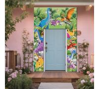 WADORN Dinosaurs Photo Door Banner, 5.9x8.8 Ft Dinosaur Park Birthday Party Decorations Forest Animal Background Frame Hanging Porch Banner Backdrop for Jurassic Theme Party Indoor Outdoor Supplies