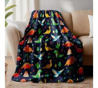 WADORN Dinosaurs Throw Blanket, Cozy Soft Cactus Dinosaur Eggs Throw Blanket Fuzzy Flannel Fleece Blankets Plush Dino Tropical Gifts for Office Living Room Sofa Bed Couch Chairs, 59x51 Inch