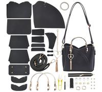 WADORN DIY Handbag Making Kit, PU Leather Handmade Satchel Handbag Making Kit Leather Handmade Crossbody Bag DIY Kit for Handmade Bag Making Accessories, Black