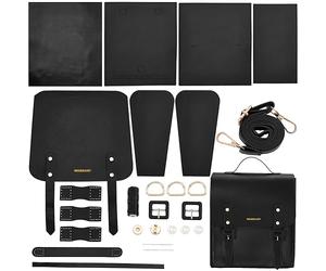 WADORN DIY Leather Backpack Satchel Making Kit, PU Leather College School Bookbag Craft Sewing Kit Women Vintage Handmade Messenger Bag Material Craft Tool Set Personalized Gift, 10.6x12.2 Inch, Black