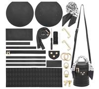 WADORN DIY PU Leather Crossbody Bag Making Kit, Shoulder Bucket Bag Making Set for Purse DIY Making Handmade Stitch Leather Bag Making Materials for DIY Handbag Accessories Shoulder Bag Making, Black