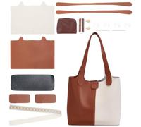 WADORN DIY PU Leather Purse Bag Making Kit, Shoulder Bag Making Set for Purse DIY Making Handmade Stitch Leather Bag Making Materials for DIY Handbag Accessories Shoulder Bag Making, Camel