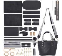 WADORN DIY PU Leather Shoulder Bag Making Kit, DIY Leather Shoulder Tote Bag Making Material Women Handicraft Crossbody Bag Making Tool Kit Handmade Craft Bag Making, Black