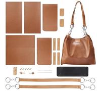 WADORN DIY Shoulder Bag Making Kits, PU Leather Handag Making Kit for Women Large Capacity PU Leather Tote Working Kit with Bag Sewing Kit for Shoulder Bag Birthday Gift, 31x27x12cm, Camel