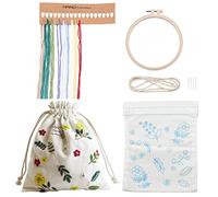 WADORN DIY White Canvas Bag Embroidery Kit, Personalized Drawstring Canvas Bag Cross Stitch Kit with Pattern and Instruction DIY Needlepoint Sewing Craft Bag Starter Kit for Women Mother's Day Gift