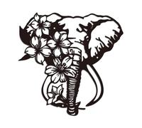 WADORN Elephant and Flowers Iron Wall Art Decorations, Black Metal Wall Art Decor ELephant Pattern Wall Sculptures for Home Kitchen Bedroom Living Room Office Bathroom Outdoor Indoor Wall Decoration