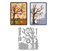 WADORN Fall Tree Metal Cutting Dies, Frame Autumn Forest Cutting Dies Stencil Swing and Tree Carbon Steel Metal Embossing Stencils Template for DIY Scrapbooking Album Craft Paper Card Decor