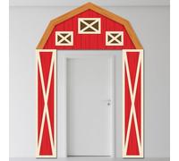 WADORN Farm Barn Photo Door Banner, 5.9x8.5Ft Red Barn Party Decorations Photography Backdrop Farm Animal Background Hanging Door Cover Banner for Barnyard Birthday Party