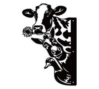 WADORN Farm Peeping Animal Metal Wall Art Decor, Funny Farm Peeping Cow Donkey Duck Metal Wall Art Hanging Decor Signs Farmhouse Backyard Garden Fence Decor for Garden Home, 9.84x14.96 Inch, Animal