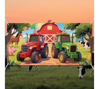 WADORN Farm Tractor Photo Banner for Party Decor, 5.9x2.9ft Tractor Animals Photo Door Backdrop Props Decor Farm Theme Large Fabric Photography Background Birthday Party Supplies for Indoor Outdoor