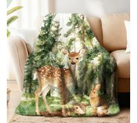 WADORN Forest Animals Throw Blanket, Cozy Soft Deer Rabbit Hedgehog Throw Blanket Fuzzy Flannel Fleece Blankets Plush Cute Woodland Animal Lover Gifts for Office Room Sofa Bed Couch Chairs, 59x51 Inch