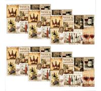 WADORN French Cellar Vintage Placemats Set of 6, 17.7x11.8 Inch Rustic Wine Glass Cup Printed Washable Table Mats Farmhouse Holiday Dinner Table Setting for Home Kitchen Dining Holiday Party Banquet