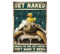WADORN Funny Bathroom Quote Metal Tin Sign, 7.9x11.8 Inch Sea Turtle Vintage Metal Signs Bathroom Wall Decor Retro Wall Art Poster Plaque Decor for Home Farmhouse Toilet Restroom Washroom Gifts