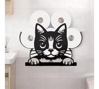 WADORN Funny Cat Head Metal Toilet Paper Holder for Extra 8 Rolls, Black Cats Toilet Tissue Storage Decorative Toilets Paper Rolls Organizer Wall Mounted for Bathrooms Restaurant Home Office