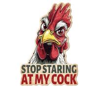 WADORN Funny Chicken Metal Tin Sign, 10.4x14.9 Inch Rooster Stop Staring My Cock Vintage Metal Sign Rustic Country Chicken Hen Rooster Posters Plaque for Outdoor Chicken Coop Farm Gate Fence Yard