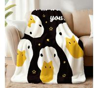 WADORN Funny Ducks Throw Blanket, Cozy Soft Cute I’m Watching You Throw Blanket Fuzzy 500GSM Flannel Fleece Blankets Plush Duck Lover Gifts for Office Living Room Sofa Bed Couch Chairs, 59x51 Inch