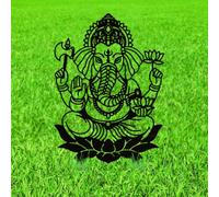 WADORN Ganesha on Lotus Decorative Garden Stakes, Hindu Elephant Statue Sculpture Outdoor Decorations for Outdoor Yard Patio Backyard Lawn Decor Gift for Women Men Home Garden Holiday 8.6x14.9 In