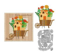 WADORN Garden Carts Carbon Steel Flower Leaf House Pattern Cutting Dies Metal Cut Die Stencils for DIY Scrapbooking Photo Album Decor Embossing Template for Paper Greeting Card Making
